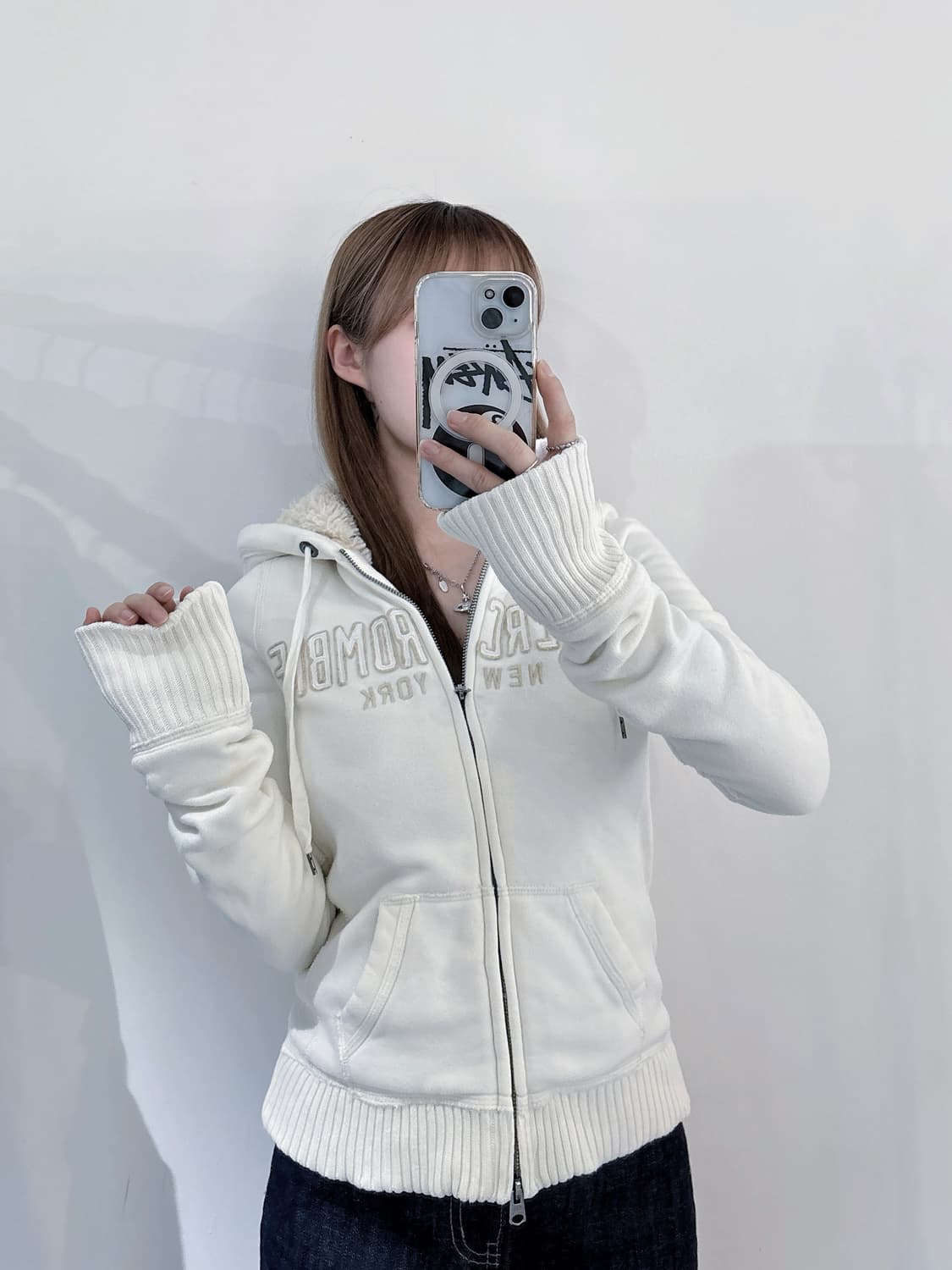 아베크롬비 빅로고 투웨이 양털 후드집업 상품이미지2