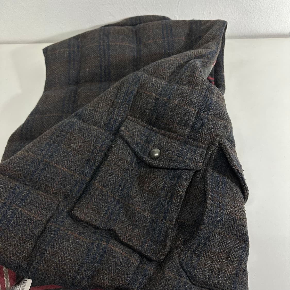 100 L 헤지스 체크 오리털 트위드 패딩베스트 상품이미지5