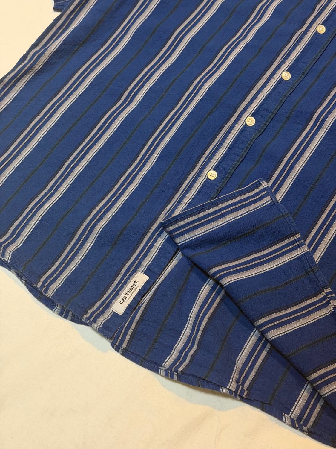칼하트 WIP 숏슬리브 퀜틴 스트라이프 셔츠 블루 상품이미지3