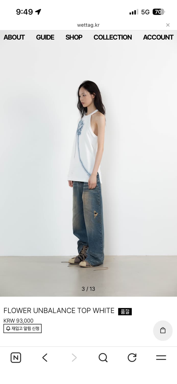 Wet Tag FLOWER UNBALANCE TOP WHITE 상품이미지2