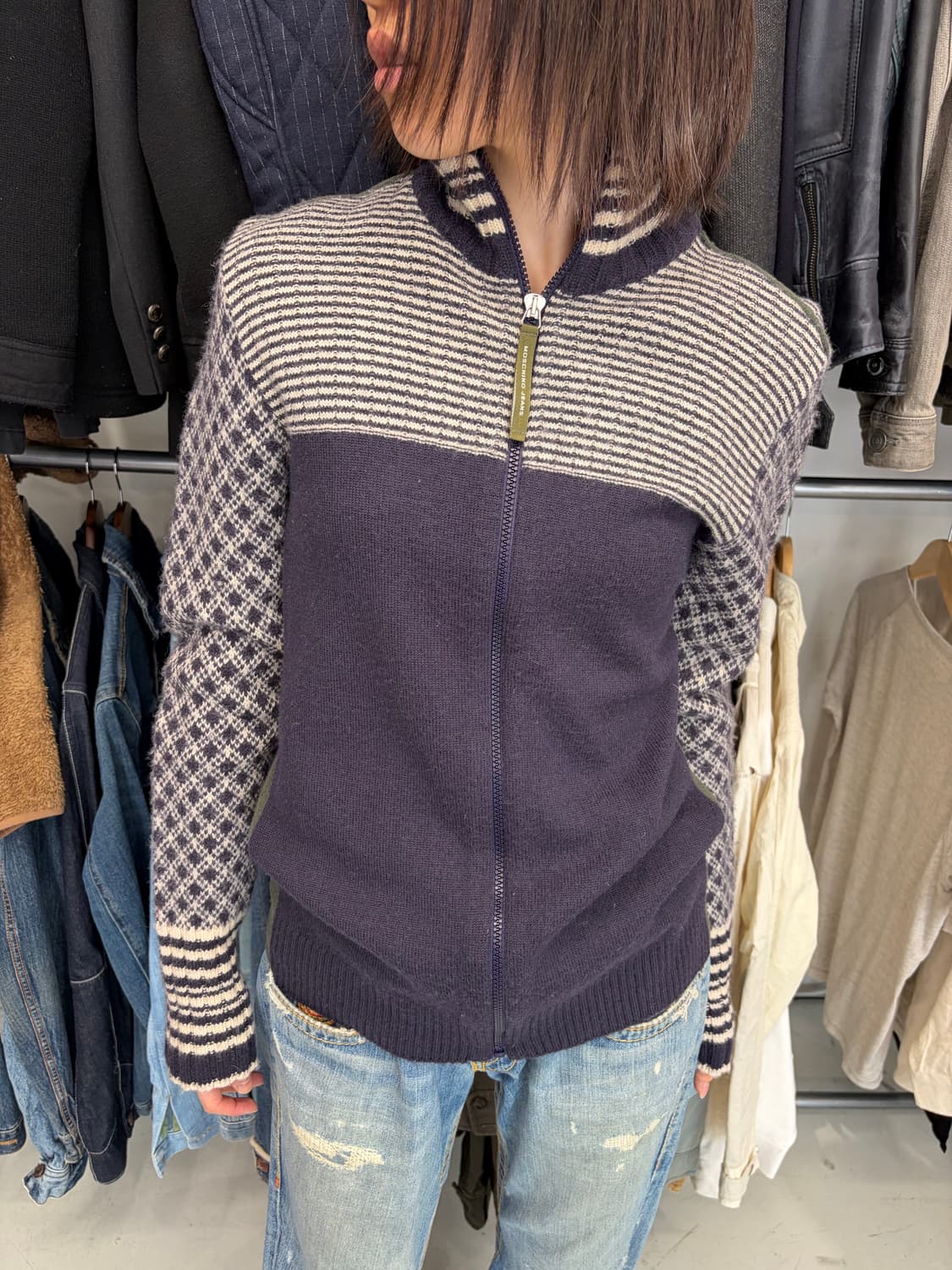 Moschino Jeans 집업 니트 네이비 자켓  상품이미지2