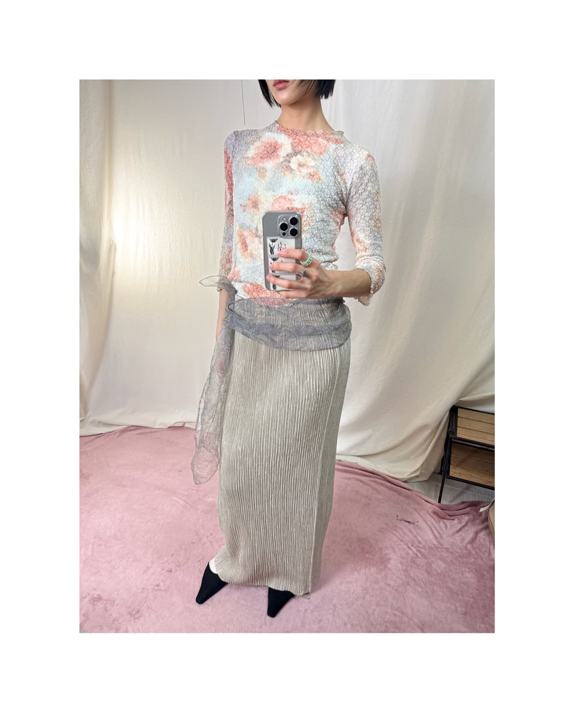 Specchio 플리츠 롱 스커트 상품이미지1