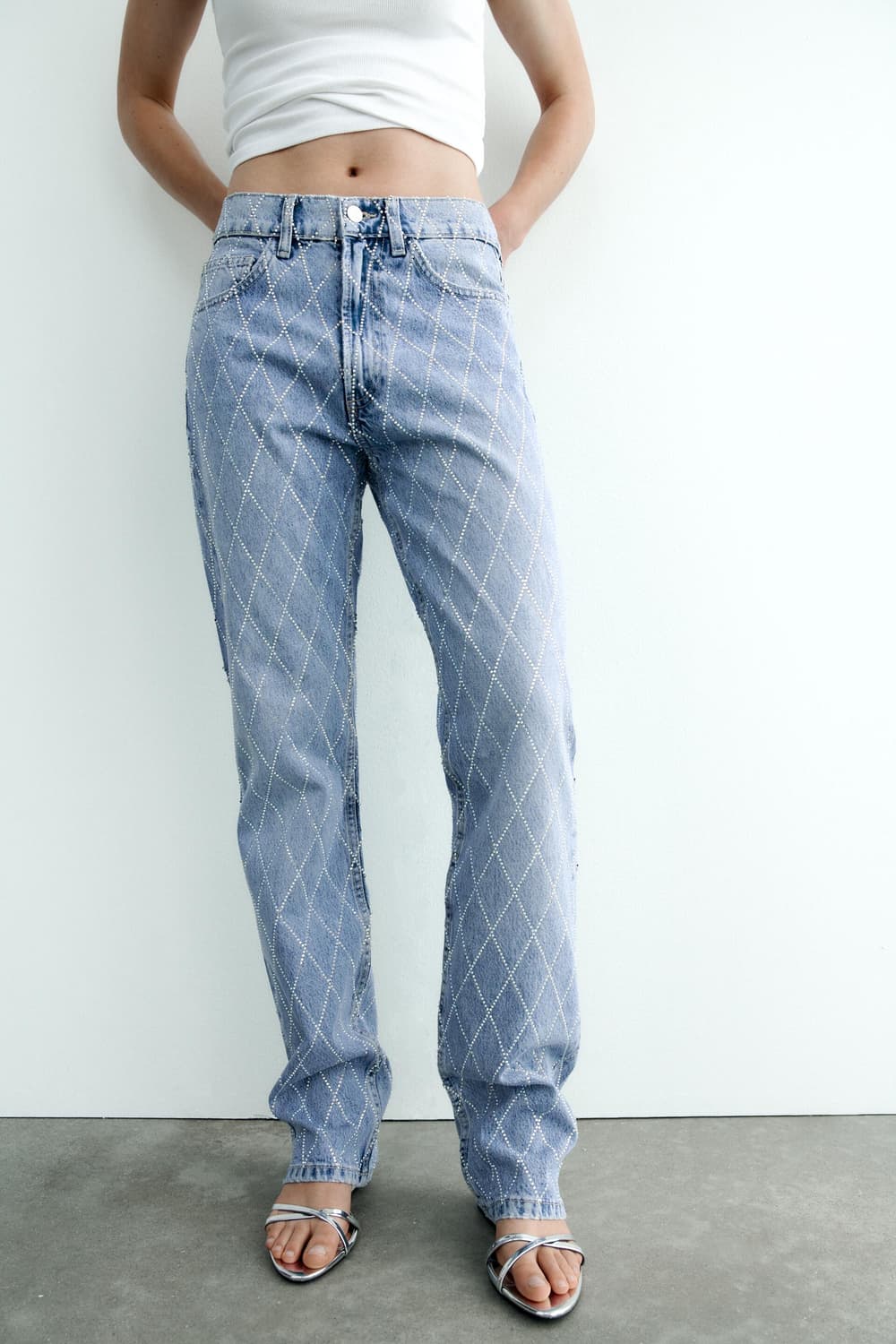 자라 TRF 와이드 레그 하이웨이스트 주얼리 상품이미지4