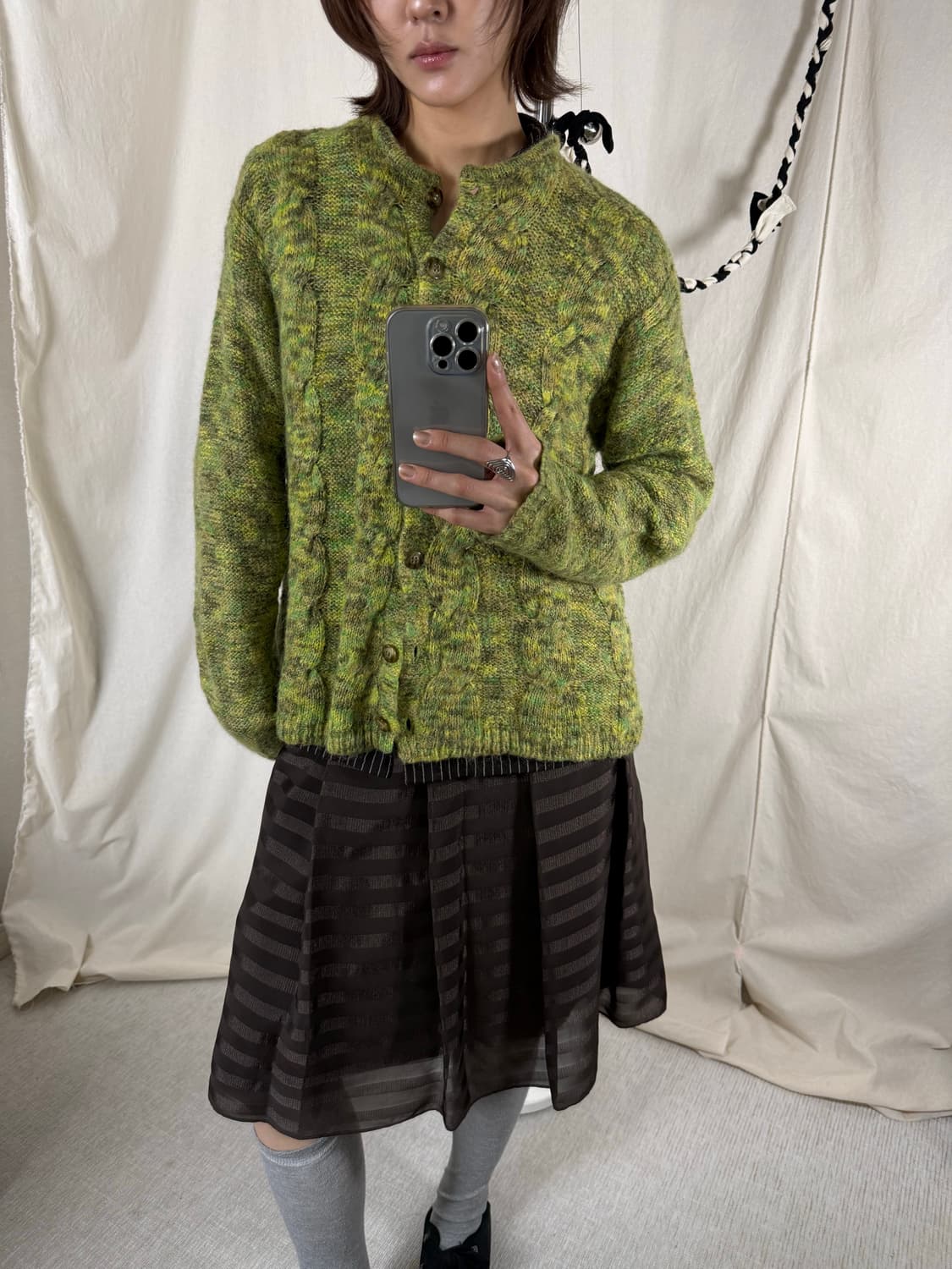 그린 모헤어 가디건 상품이미지2