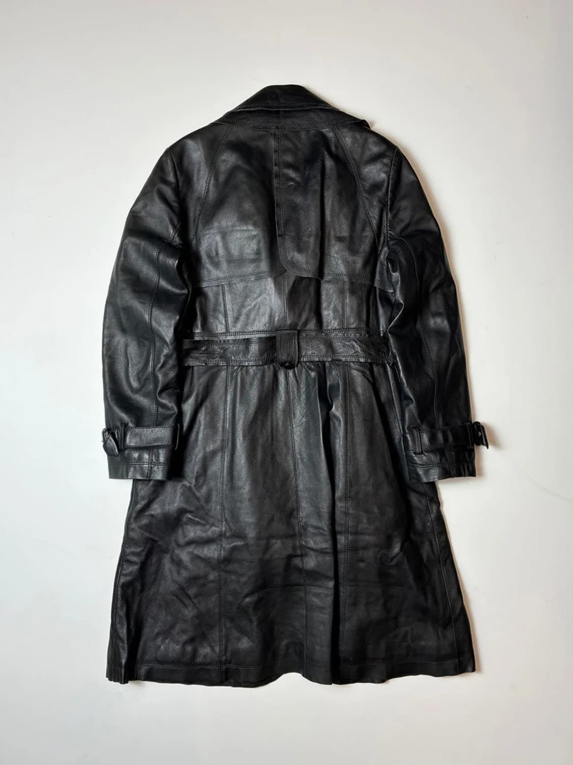 Selectede 00's 벨티드 프릴 양가죽 롱 코트 PN8673 상품이미지4