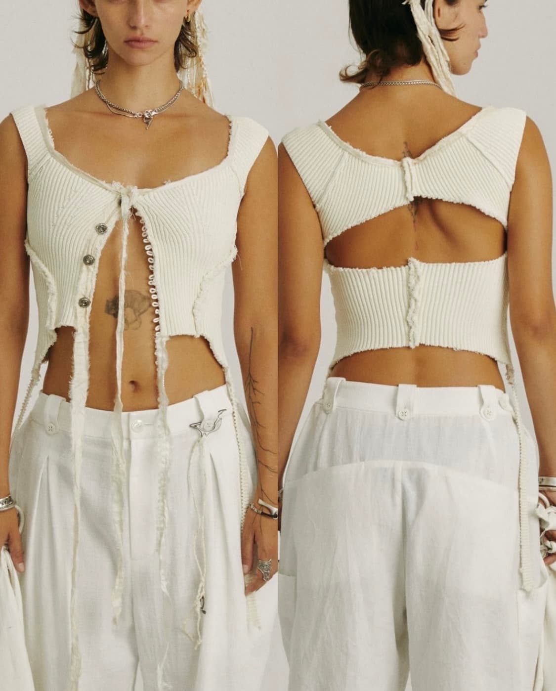 혜인서 슬래시드 니트탑 아이보리 2 상품이미지1