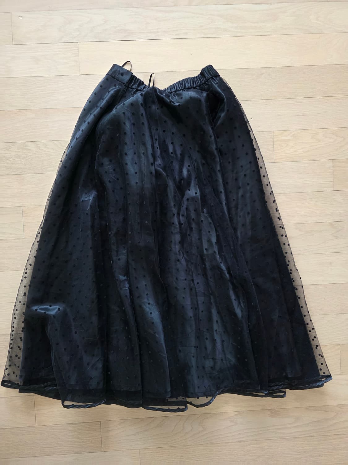 빈티지 롱 도트 쉬폰 사틴 스커트 상품이미지1