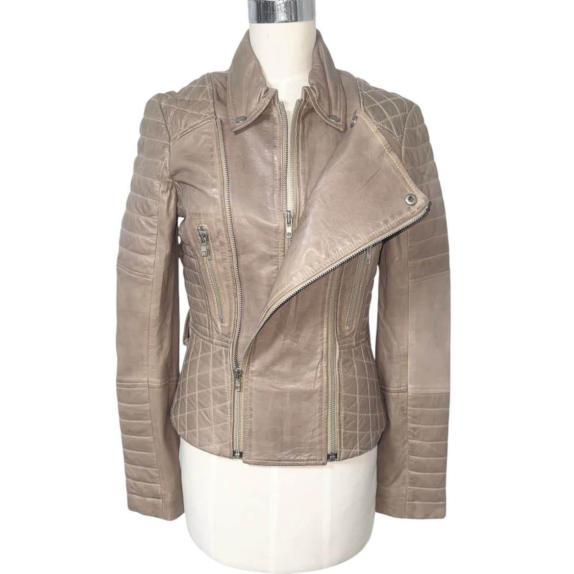 Nude Beige Sheep Skin Leather Jacket 상품이미지1