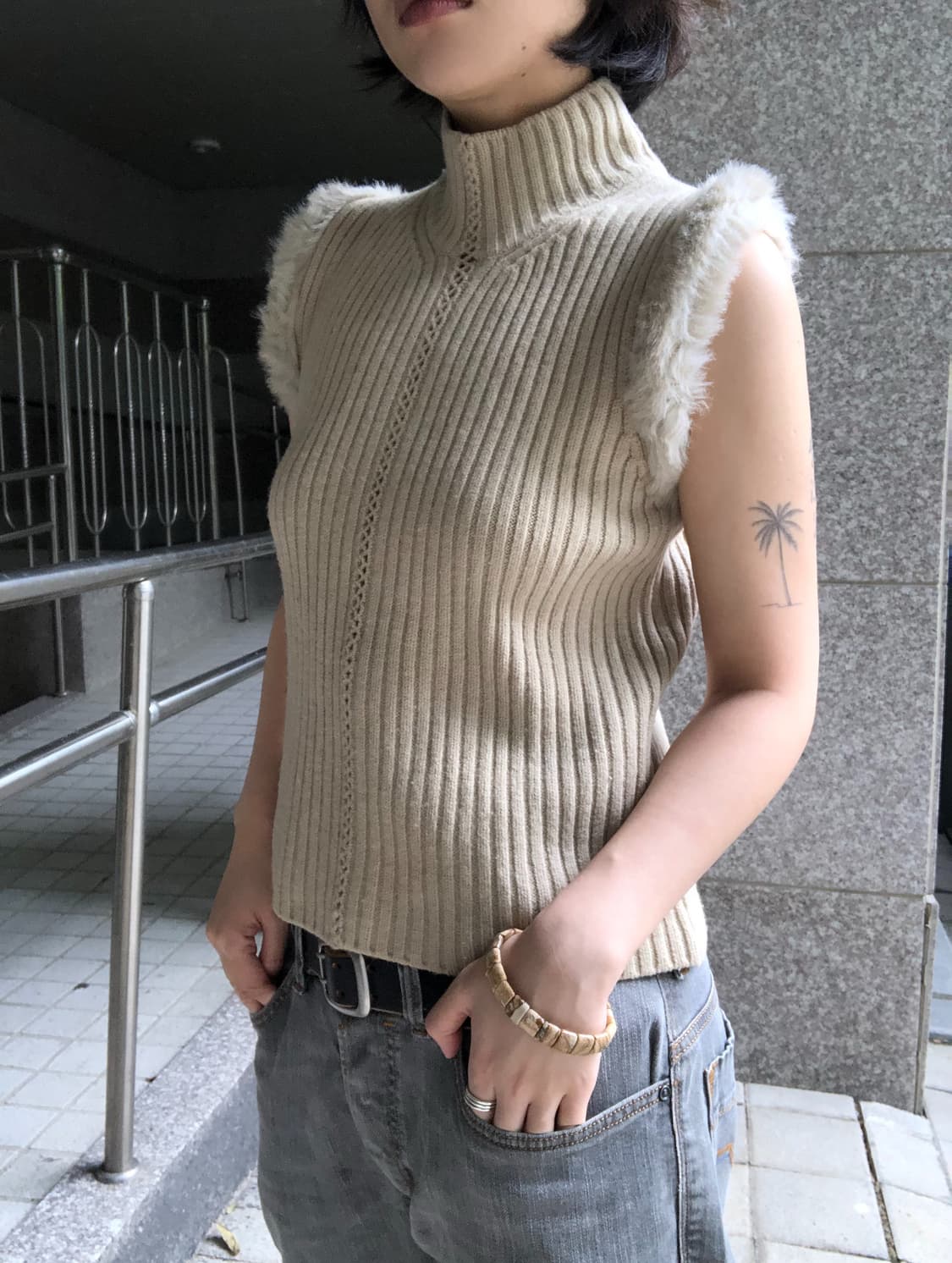 knit fur vest 상품이미지3