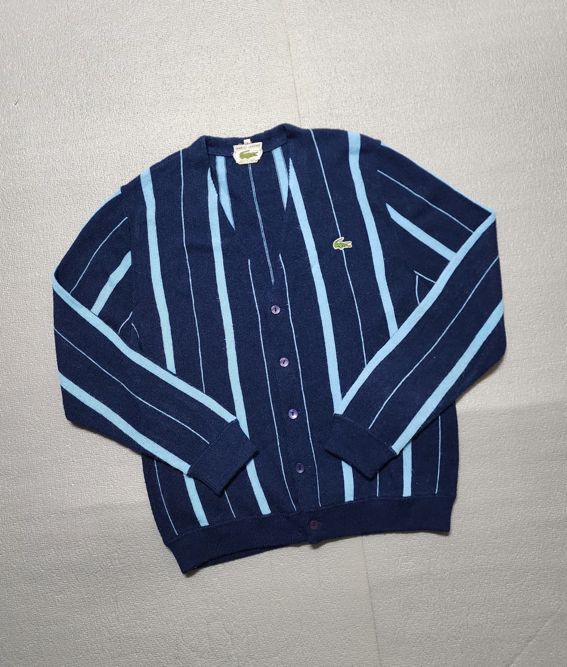 70s80s 프랑스 빈티지 라코스테 스트라이프 가디건 상품이미지1