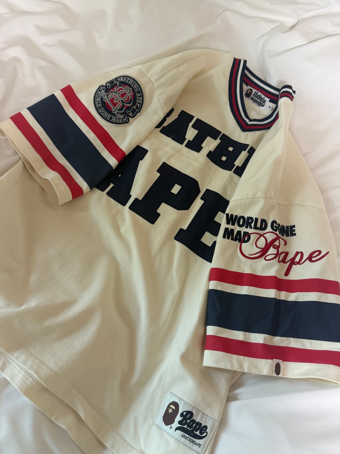 베이프 BAPE 93번 풋볼 저지 티셔츠 아이보리 상품이미지3