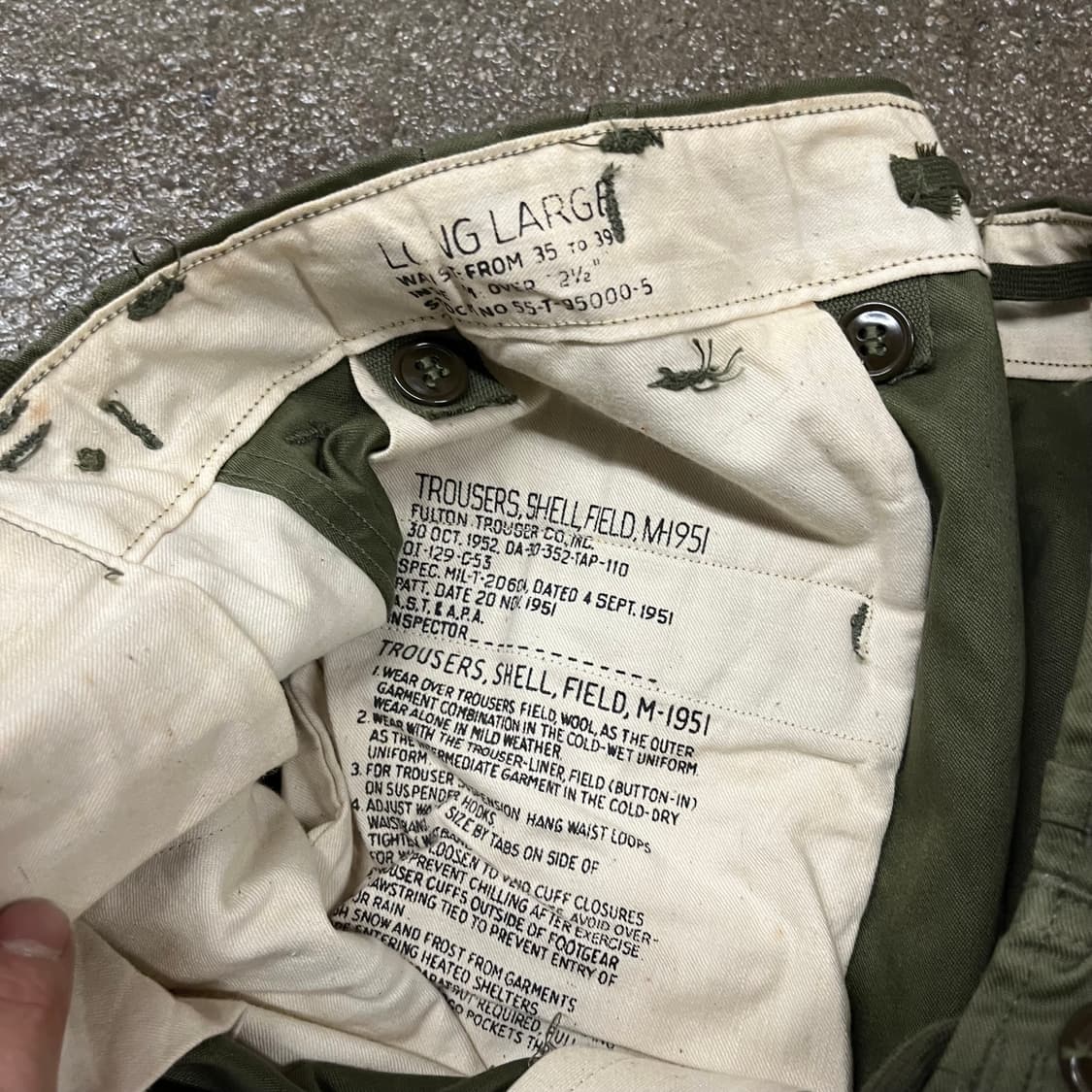 50s 오리지날 미군 M51 필드 팬츠 (L/L) 상품이미지8
