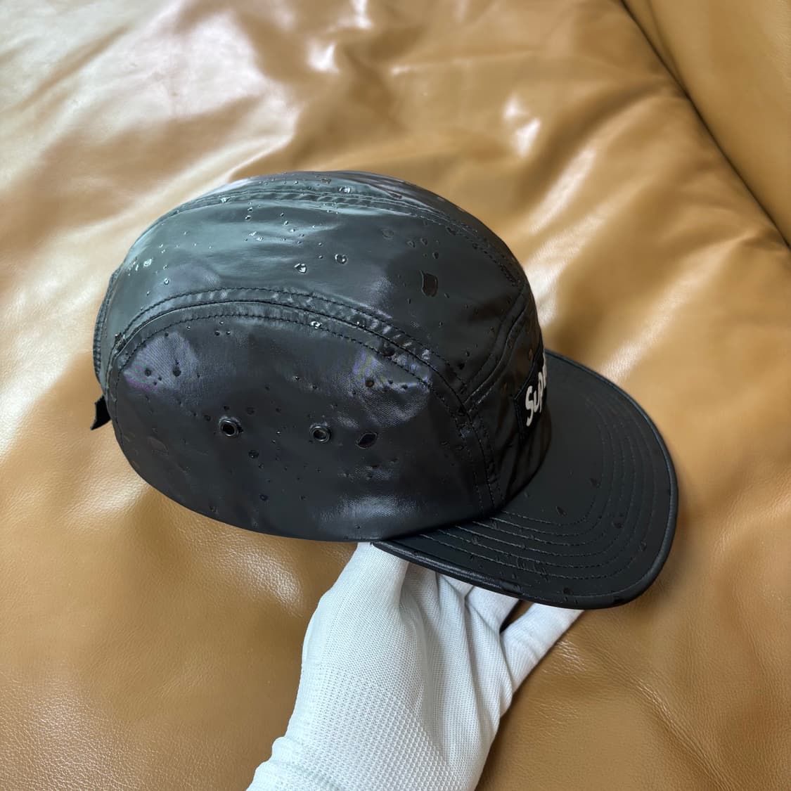 슈프림 캠프캡 모자 박스로고 스플래터 블랙 상품이미지3