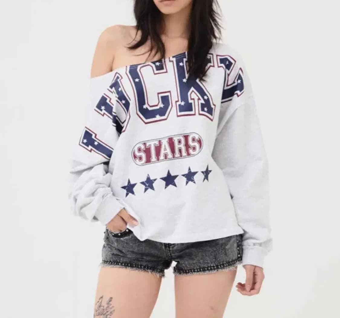 익스파이어드걸 럭키스타 스웻셔츠 오프숄더 티셔츠 가오리 맨투맨 상품이미지2