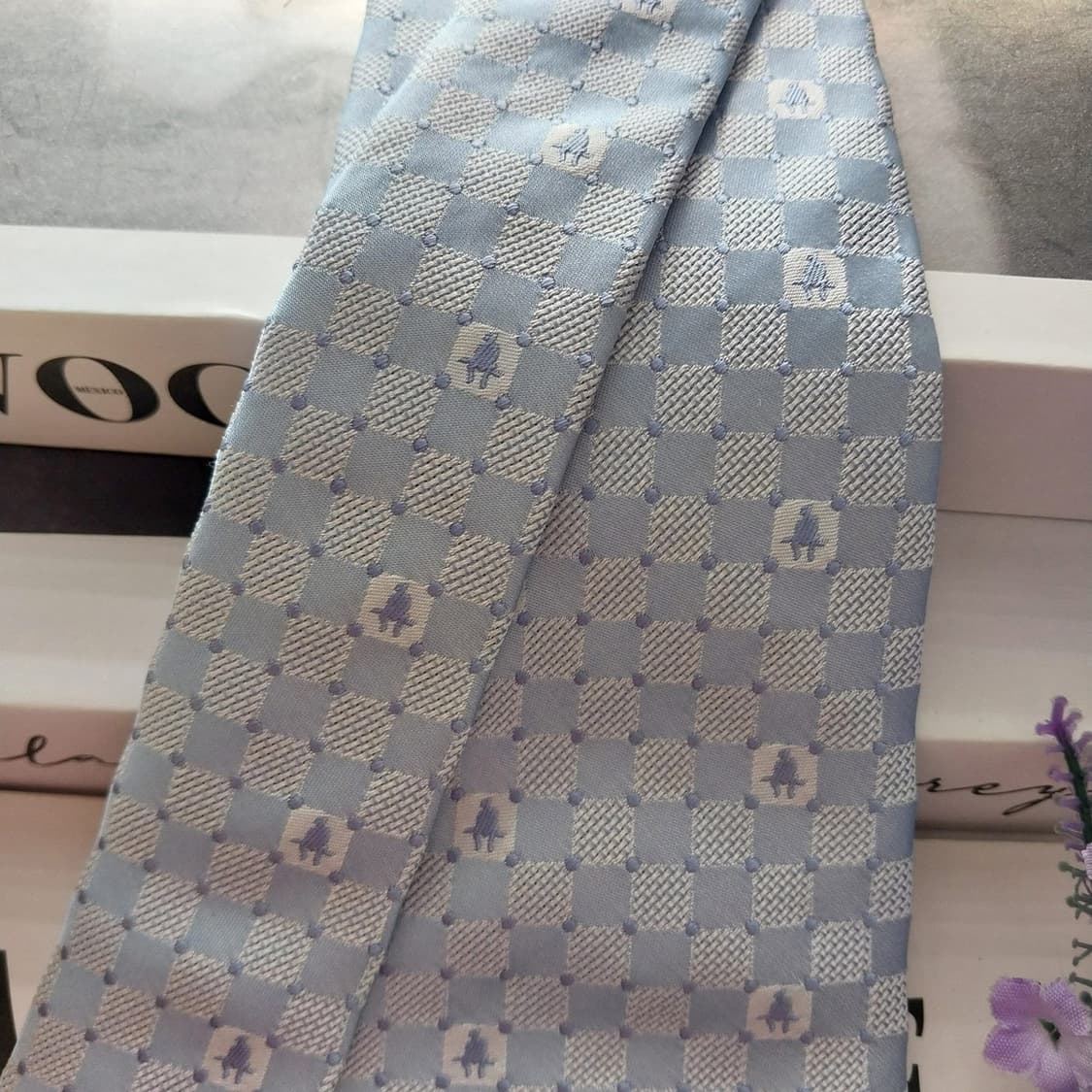 폴 스튜어트 실크 하늘색 로고 자수 넥타이 8.7cm A+등급 K1333 상품이미지2