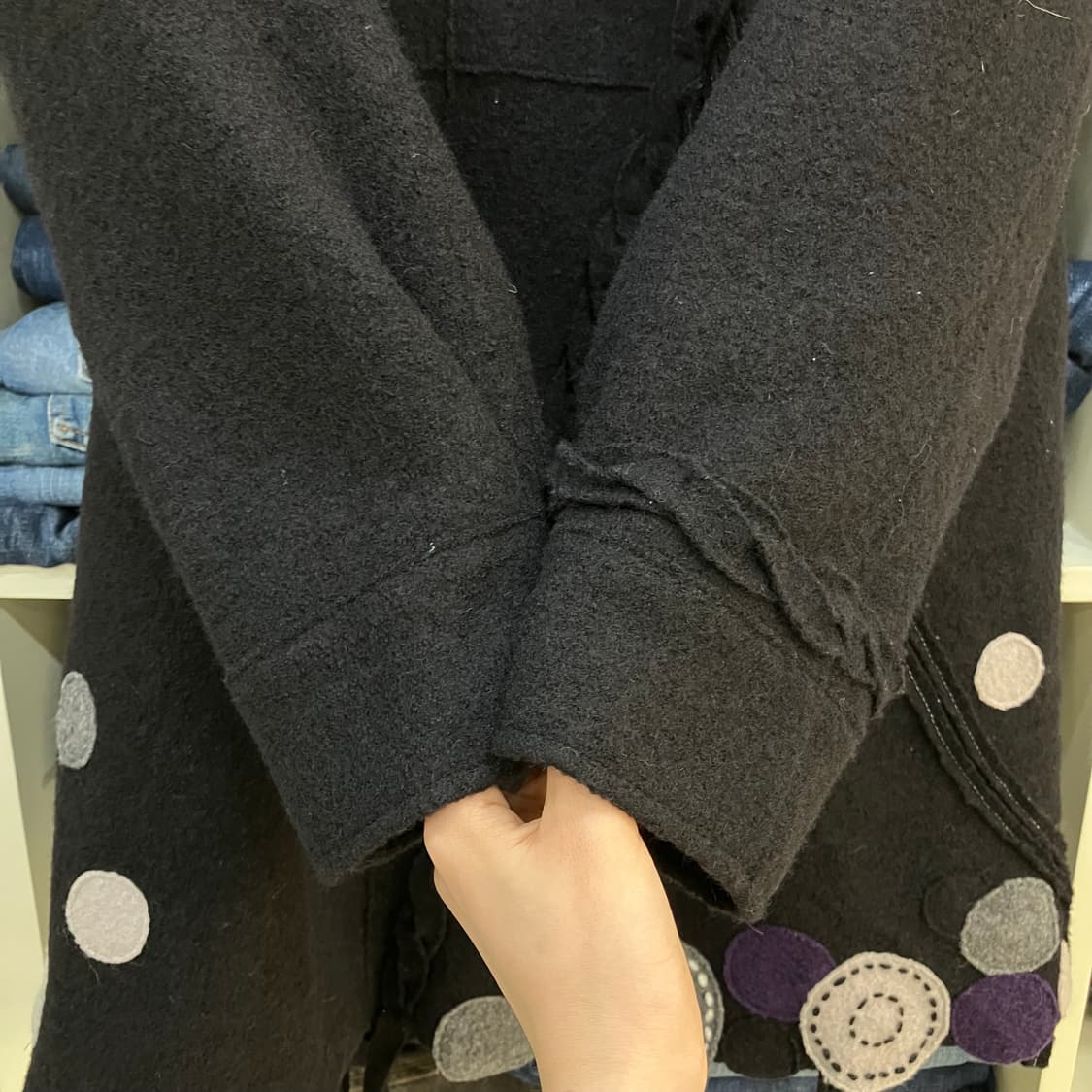 VTG 도트 울코트 M~L 상품이미지6