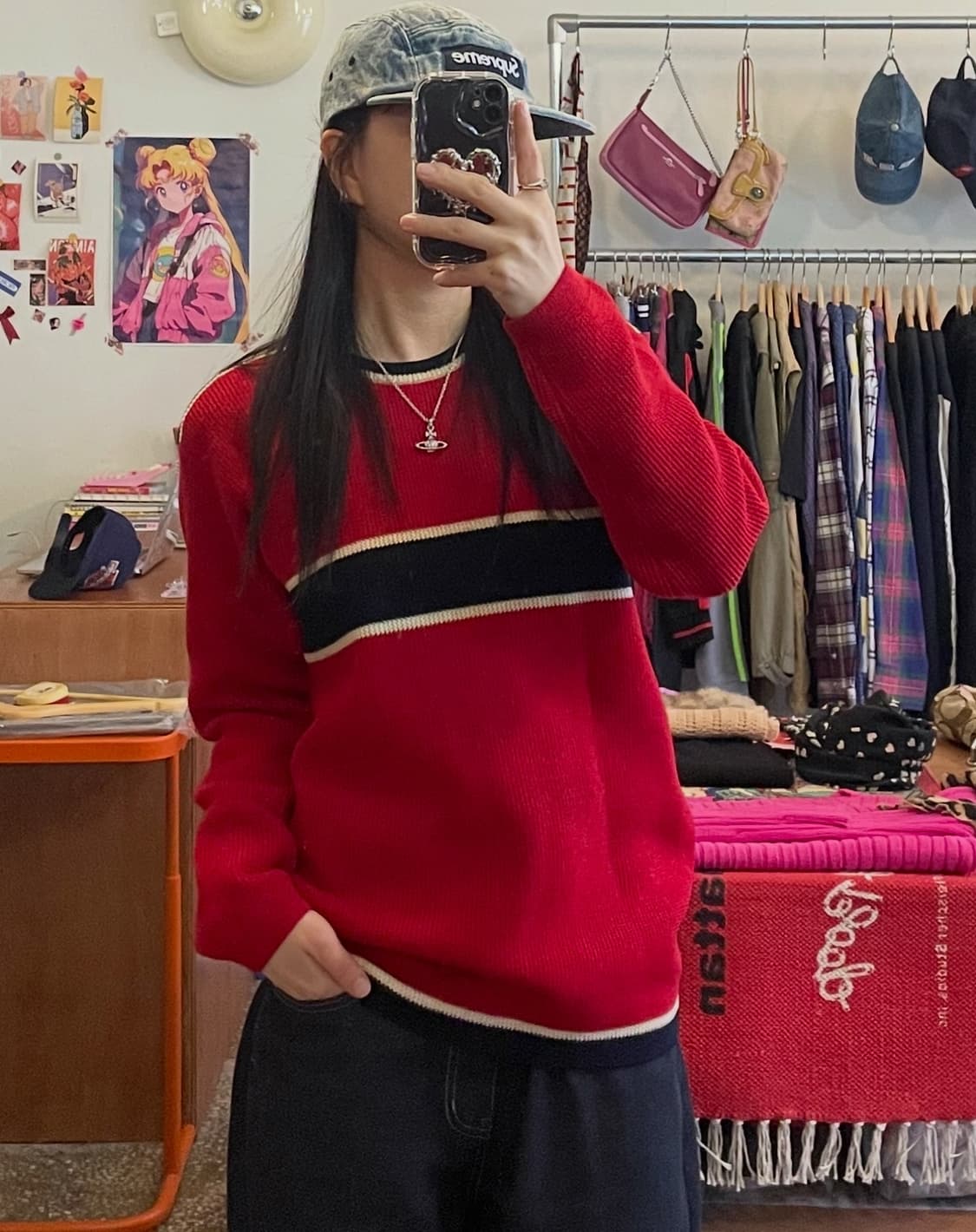 레드 스트라이프 울 니트 [무배] 상품이미지1