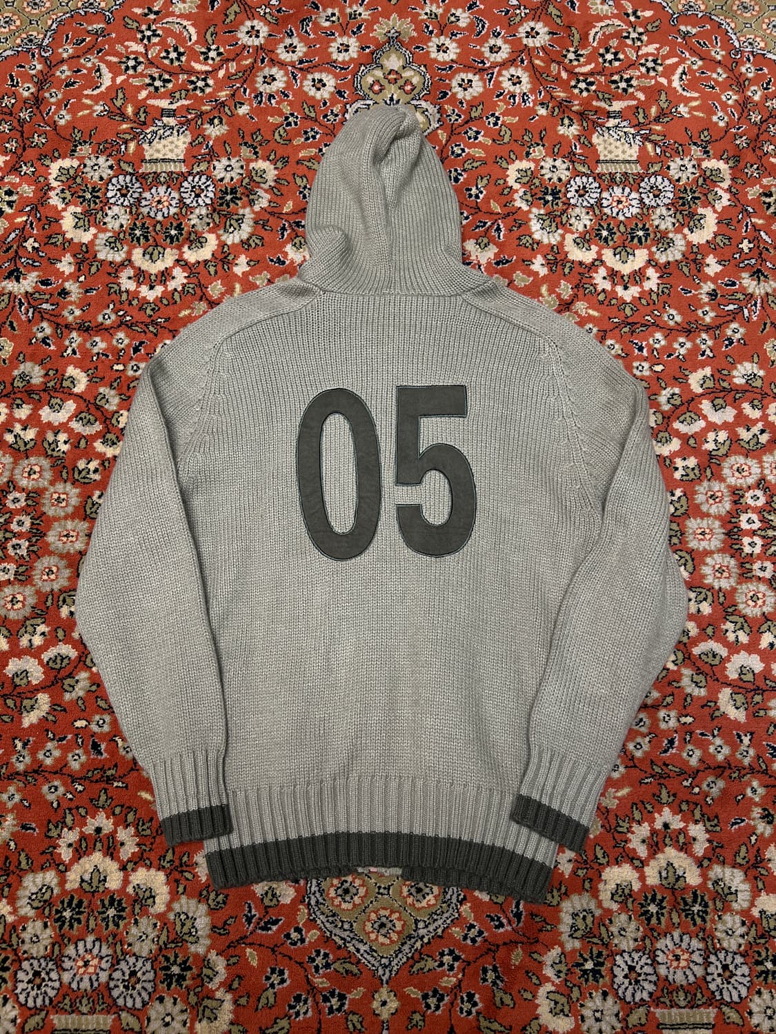 [FREE] New York Yankees 니트 후드집업 카키 상품이미지3