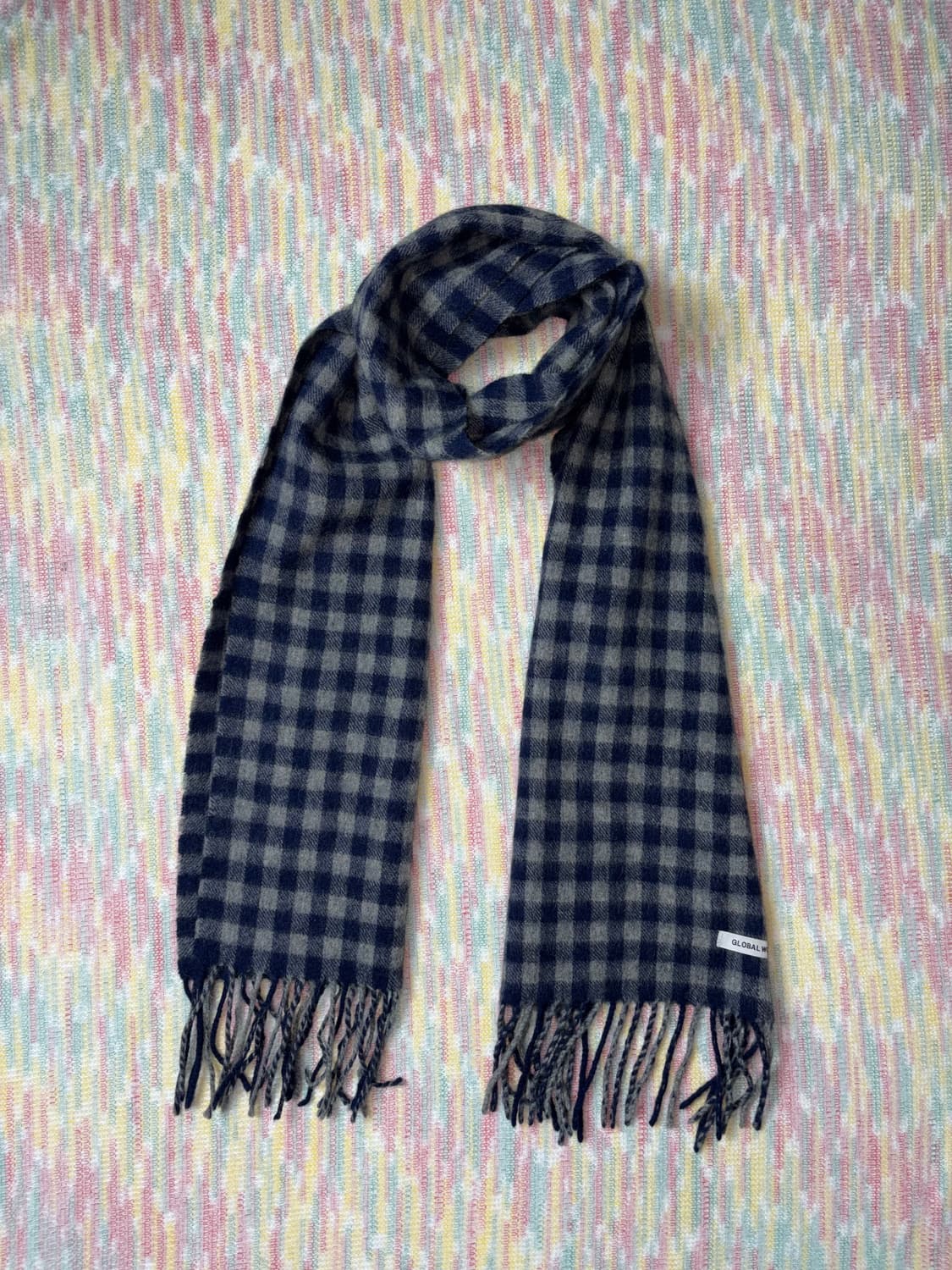 네이비 체크 머플러 상품이미지1