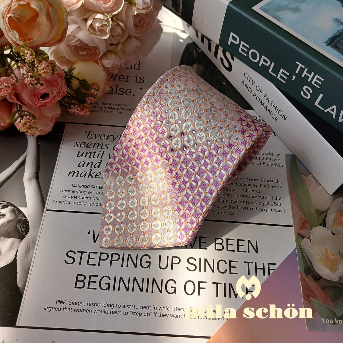 밀라숀 실크 핑크 패턴 넥타이 9cm A+등급 e807 상품이미지2