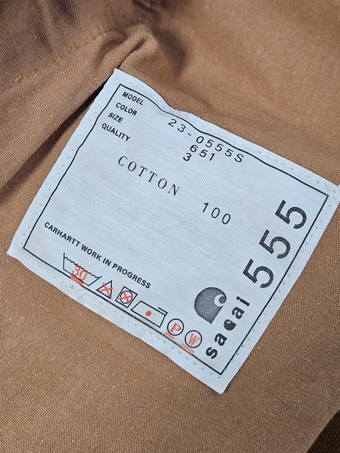 Sacai 사카이 X 칼하트 WIP 덕 캔버스 워크팬츠 바지 상품이미지7