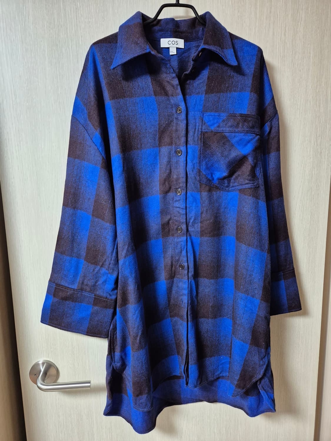 코스 COS 신형 체크 셔츠 울 블랜드 롱남방  M 상품이미지2