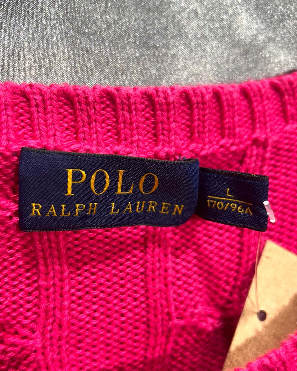 L 폴로랄프로렌 핑크 케이블 라운드 니트 상품이미지5