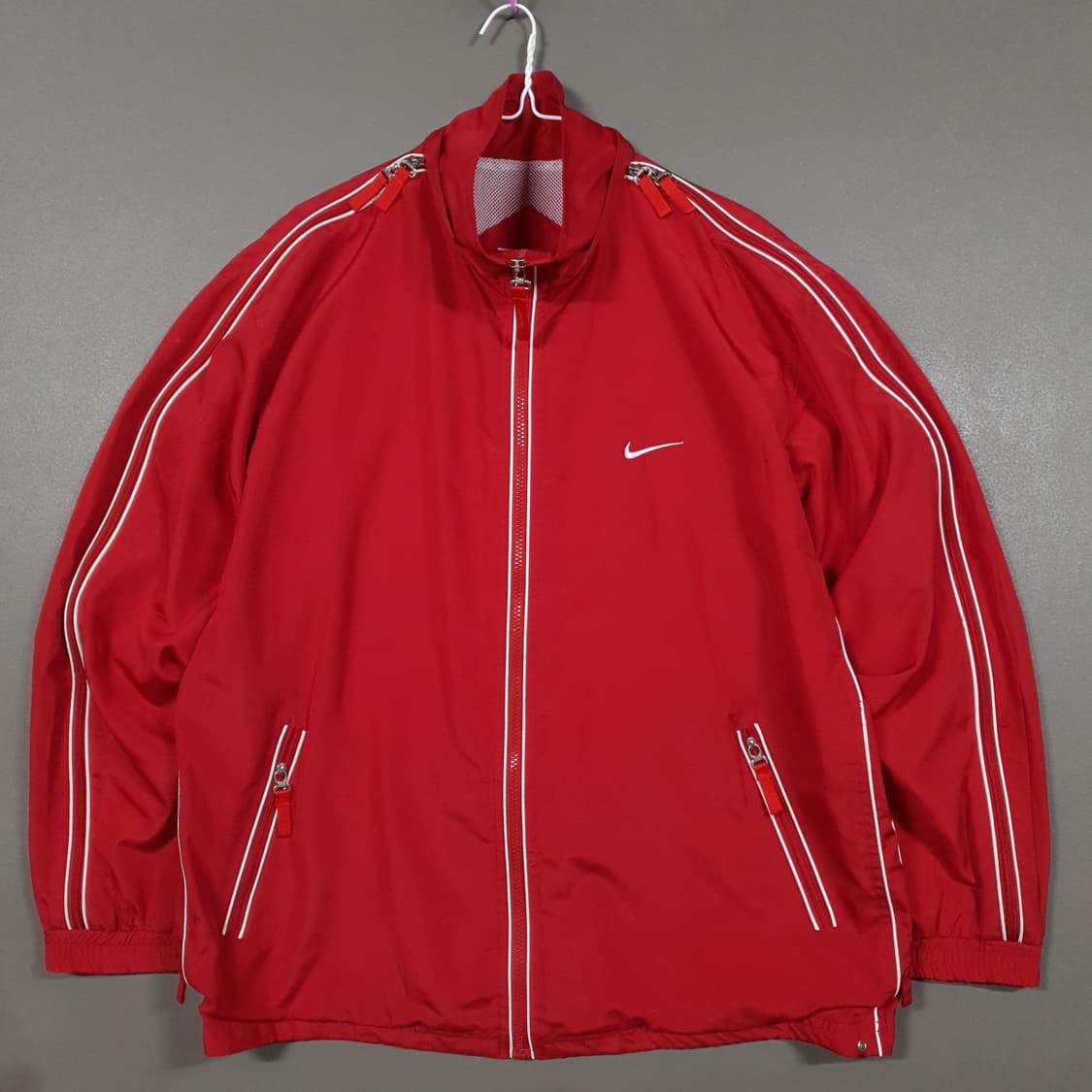 실측 XL) 00s 나이키 올드스쿨 스우시 지퍼 사이드라인 바람막이 자켓 상품이미지1
