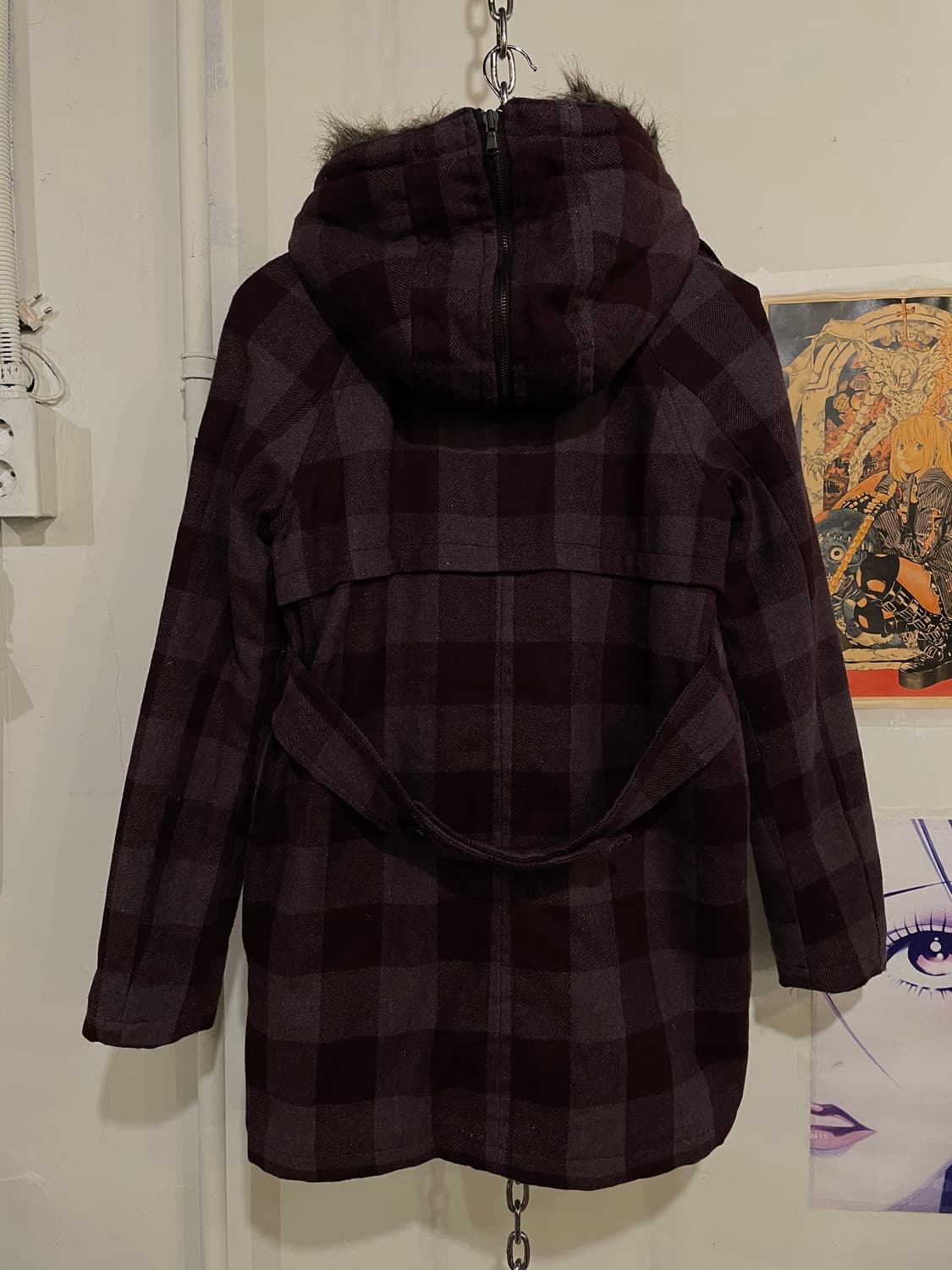 diesel 디젤 지퍼 후드 체크패턴 딥 퍼플 코트 상품이미지8