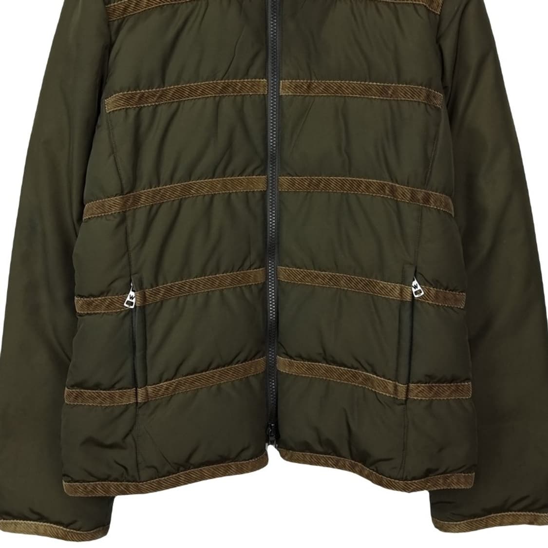 [막스마라] 테이핑 바인딩 경량 패딩 카키 P01099 상품이미지5