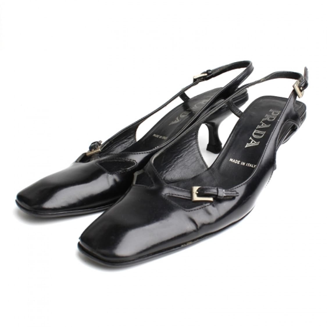 프라다 블랙 페이던트 은장버클 슬링백 35.5 상품이미지1