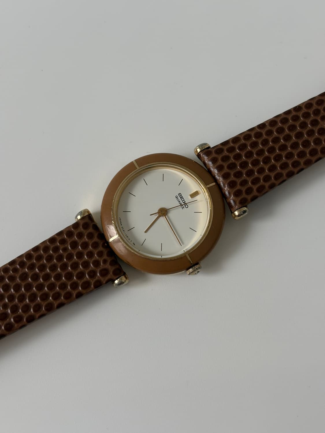 1980s Light Brown Bezel Ladies Quartz 상품이미지4