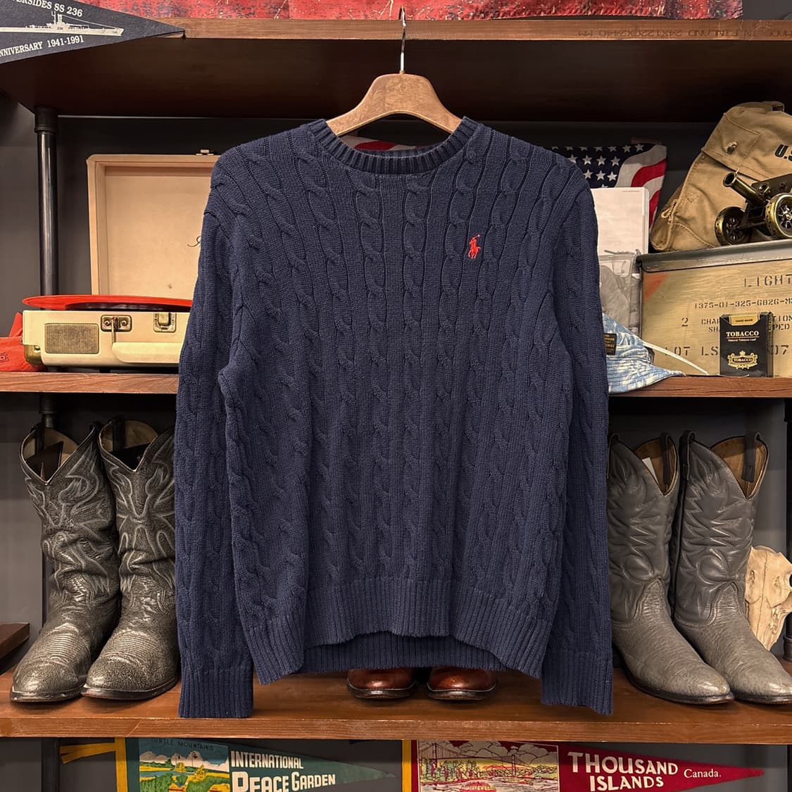 신형라벨 폴로 랄프로렌 케이블 코튼니트 스웨터 네이비 N1051 상품이미지1