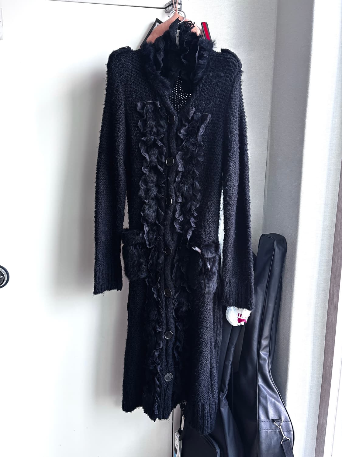 고딕펑크 롱 니트 퍼가디건 상품이미지5