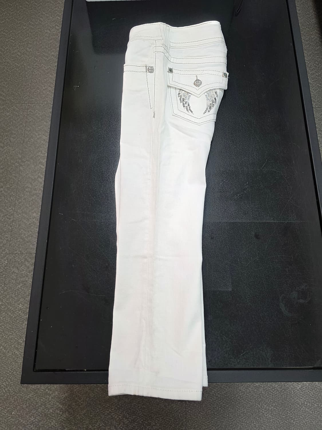 MISS ME 미스미 Y2K 로우라이즈 8부 데님 팬츠 크림진 25 상품이미지5