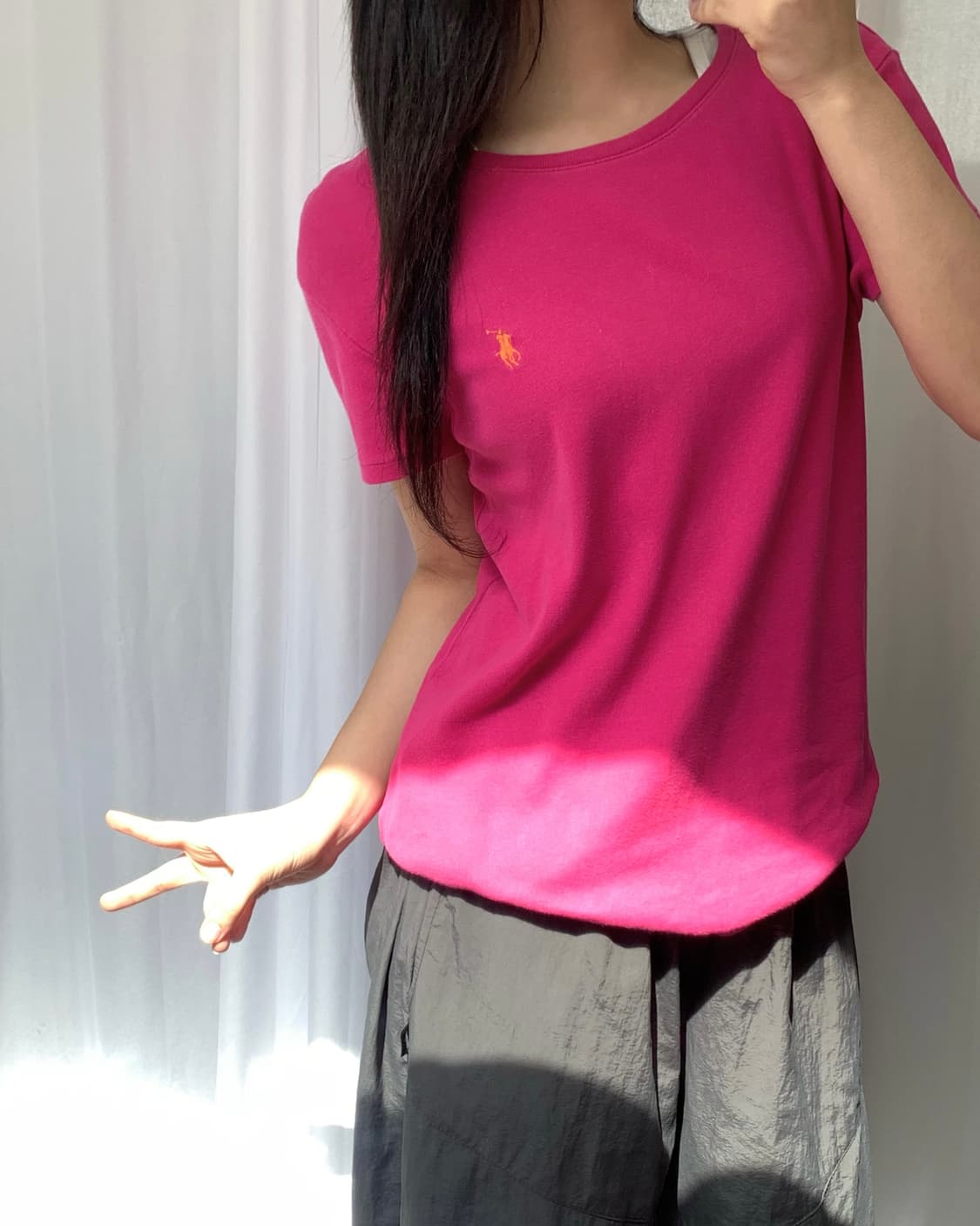 Polo 랄프로렌 우먼 핑크컬러 코튼 티셔츠    상품이미지2