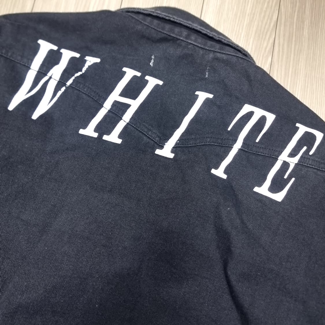 오프화이트 블랙 데님 셔츠 남방(100) 상품이미지2