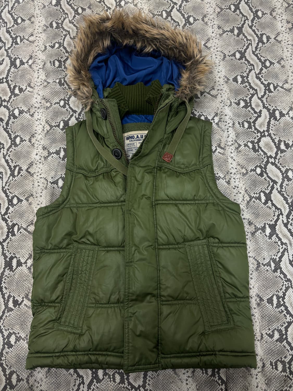 “Who.A.U ”Y2K Mood Khaki Fur Padding 상품이미지1