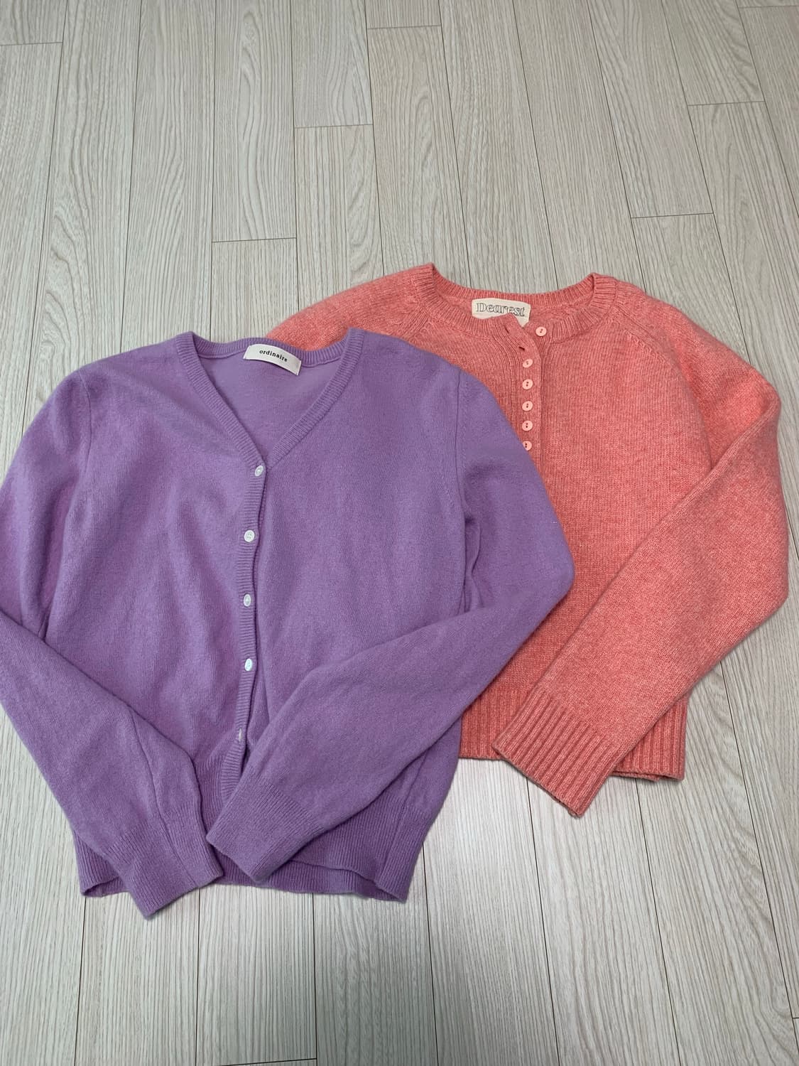 DEAREST/ordinaire 가디건 핑크/퍼플 2장 상품이미지1