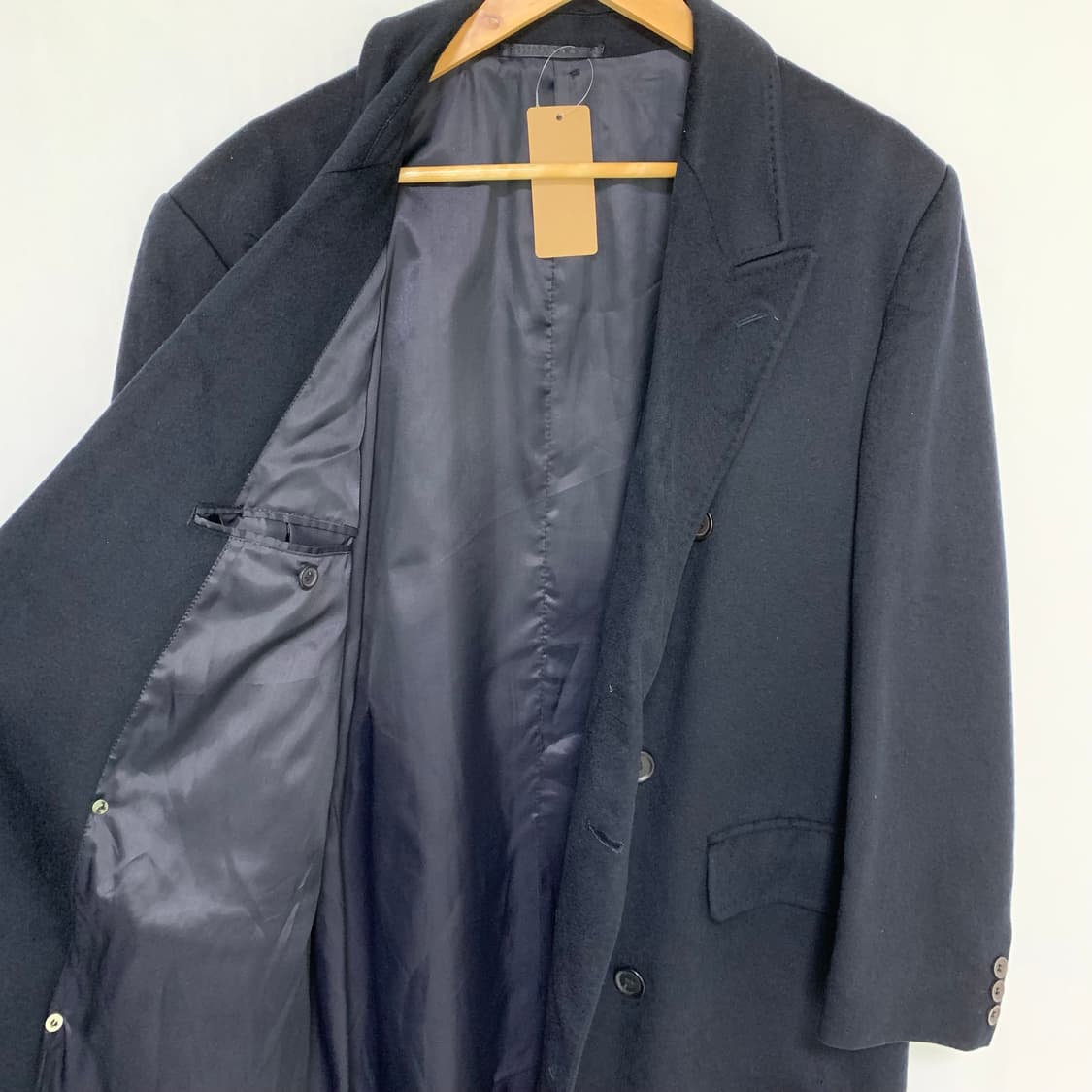 더블 버튼 롱 코트 캐시미어 블랙네이비 100 빈티지 남성코트 남녀공용 상품이미지7