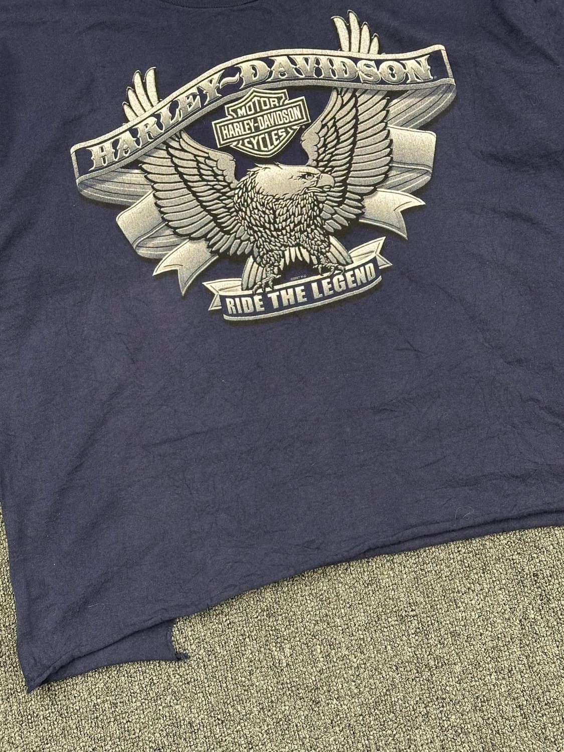 XL)할리데이비슨 빈티지 독수리 프린팅 네이비 반팔 상품이미지2