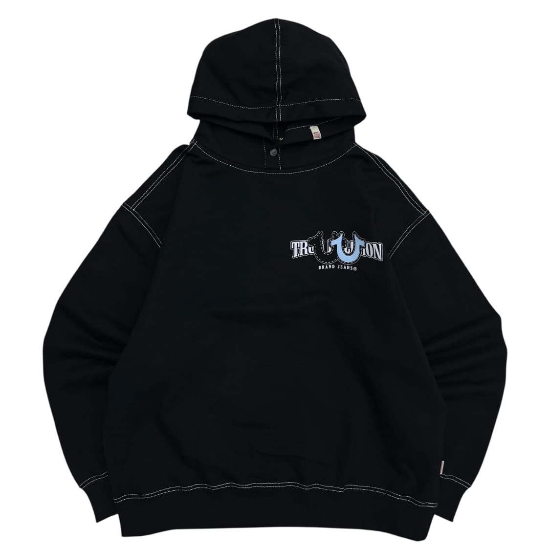트루릴리젼 화이트 스티치 로고 블랙 후드 상품이미지2