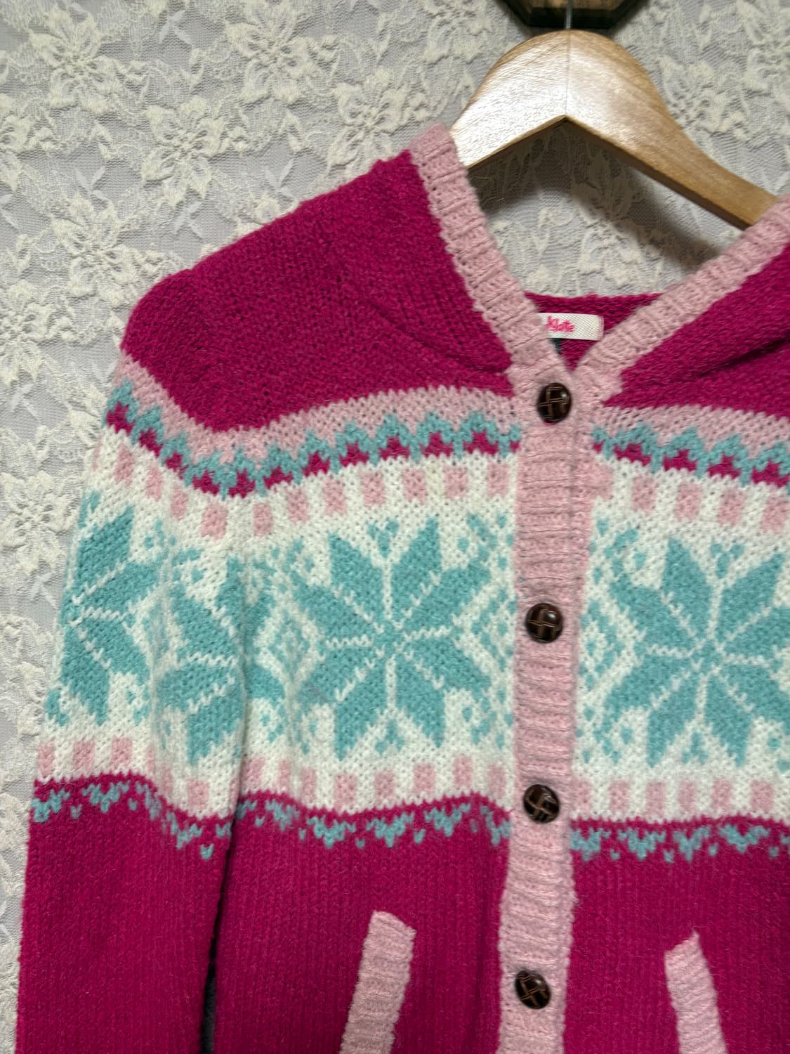 핑크 노르딕 후드 가디건 상품이미지7