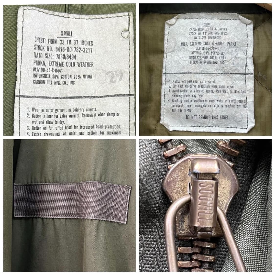 US Army M-1965 오리지널 피쉬테일 개파카 상품이미지9