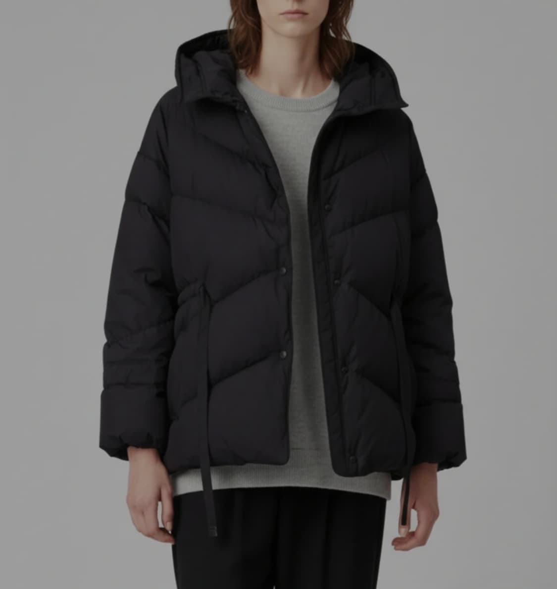 한섬 시스템 2021  구스다운 스트링 오버핏 후드 패딩 55~66 상품이미지1