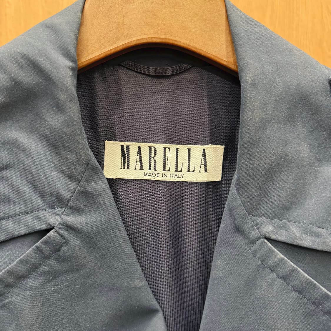 마렐라 트렌치 미디 코트 견장 더블 버튼 벨트 스트랩 디테일 네이비 상품이미지6