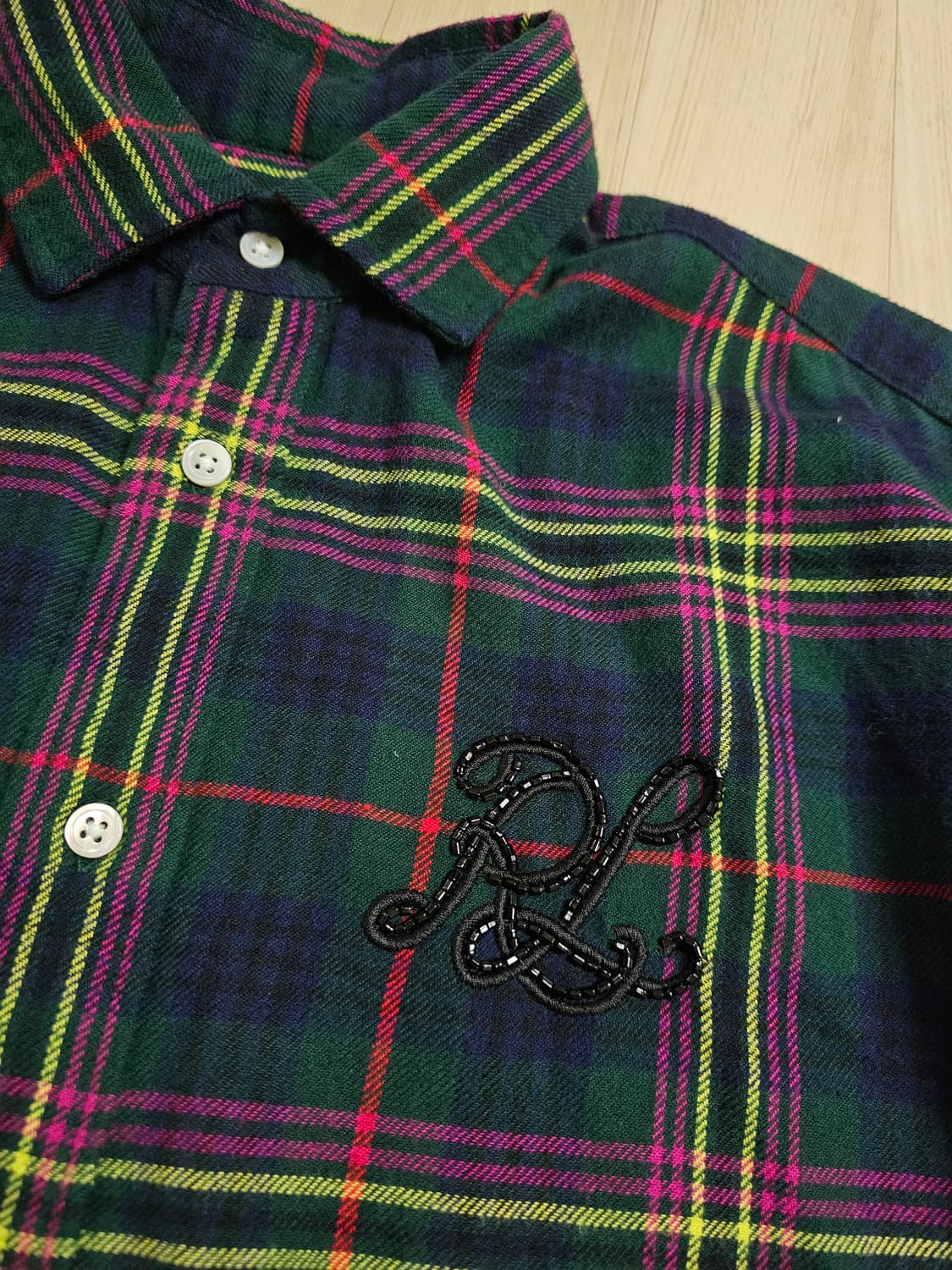 ​[4] 폴로 랄프로렌 그린 깅엄 체크 여성 셔츠 상품이미지3