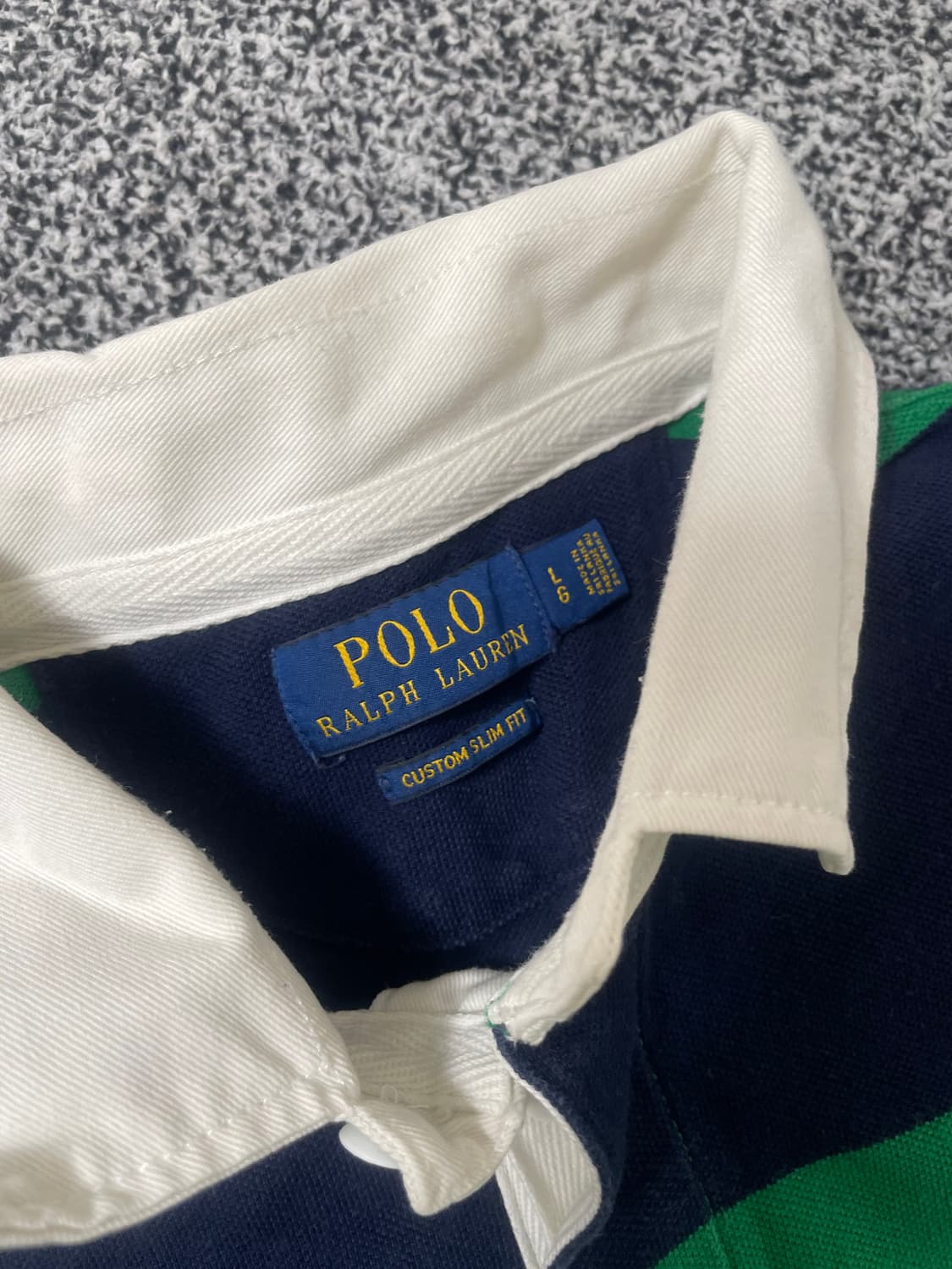 빈티지9. 폴로랄프로렌 스펠아웃 스트라이프 럭비 셔츠 네이비 그린 상품이미지2