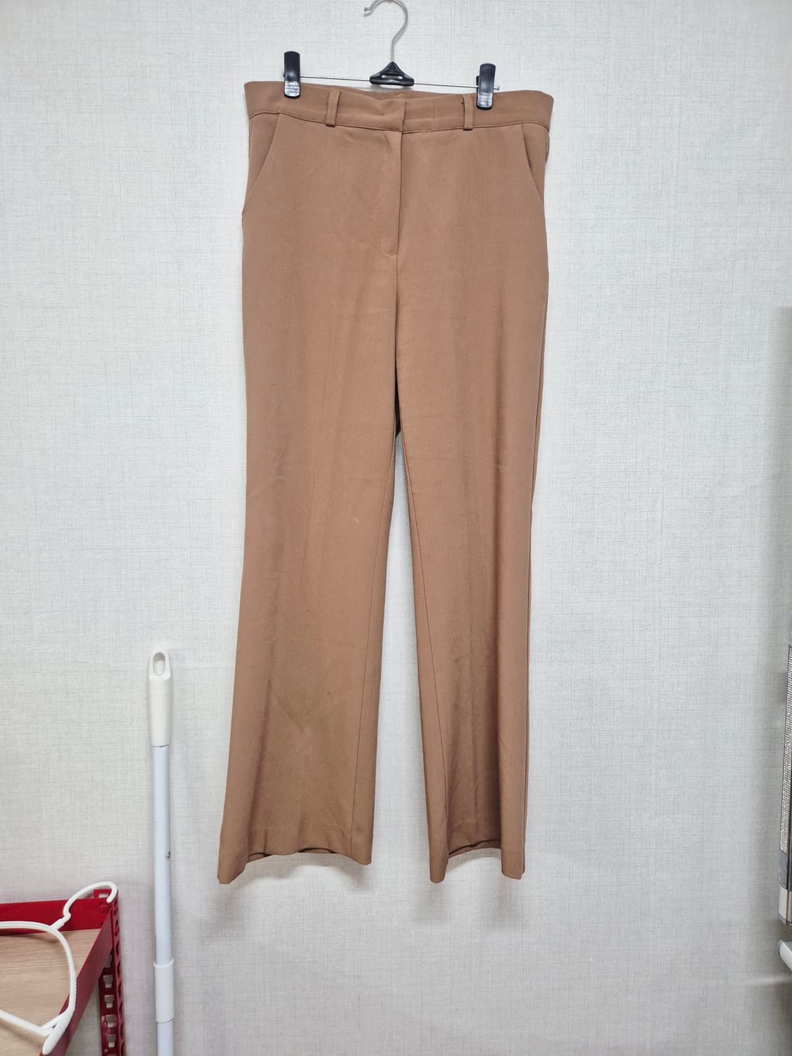 브라운 세미 와이드 슬랙스 팬츠 상품이미지1