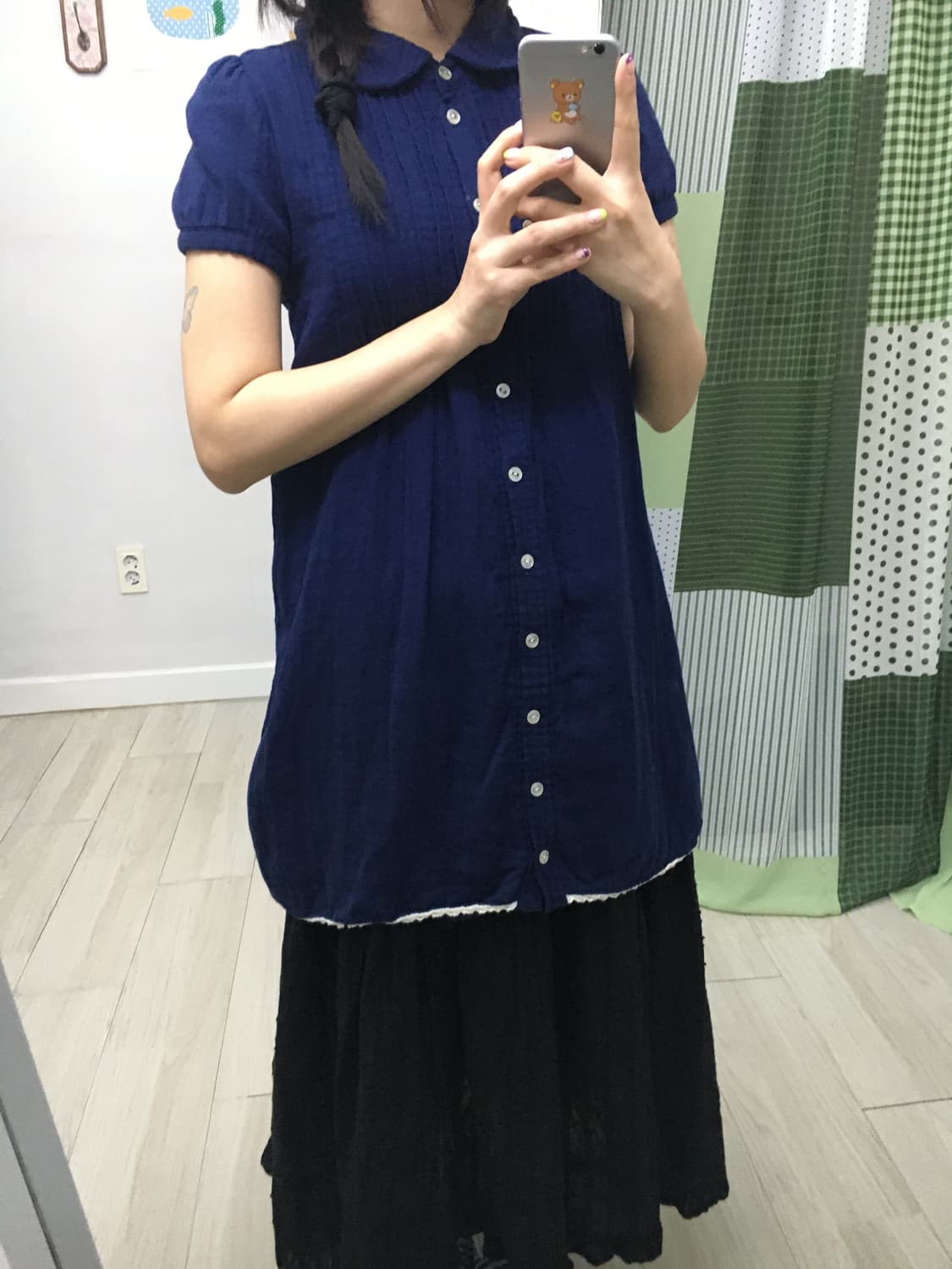 네이비 둥근 카라 반소매 원피스 상품이미지9